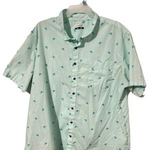 Magellan Summerville Mens Button Up Shirt Short Sleeve Fish Print Size 3XL Green